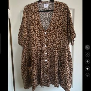 PRINCESS POLLY babydoll cheetah print dress - size S/M